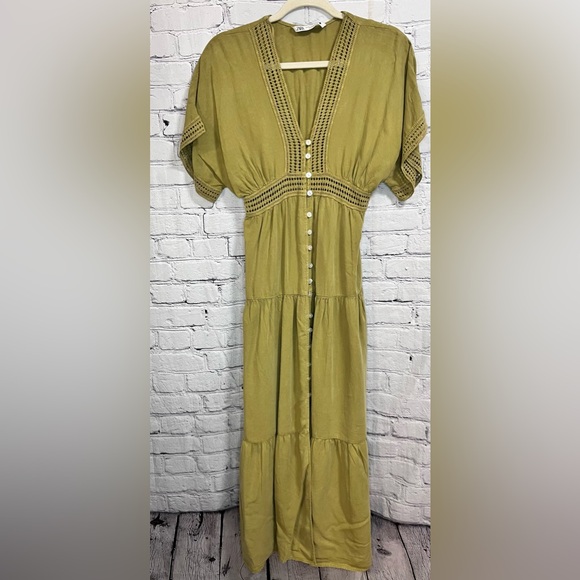 NWT Zara- TUNIC DRESS WITH LACE INSERTS-XS - Picture 3 of 5